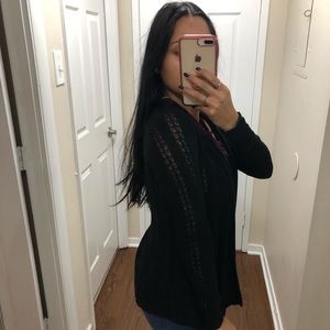 Black Knitted Drape Cardigan
